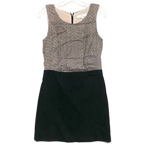 Loft Sleeveless Shift Mini Dress 2 Color Block Pleated Elegant Career Cocktail